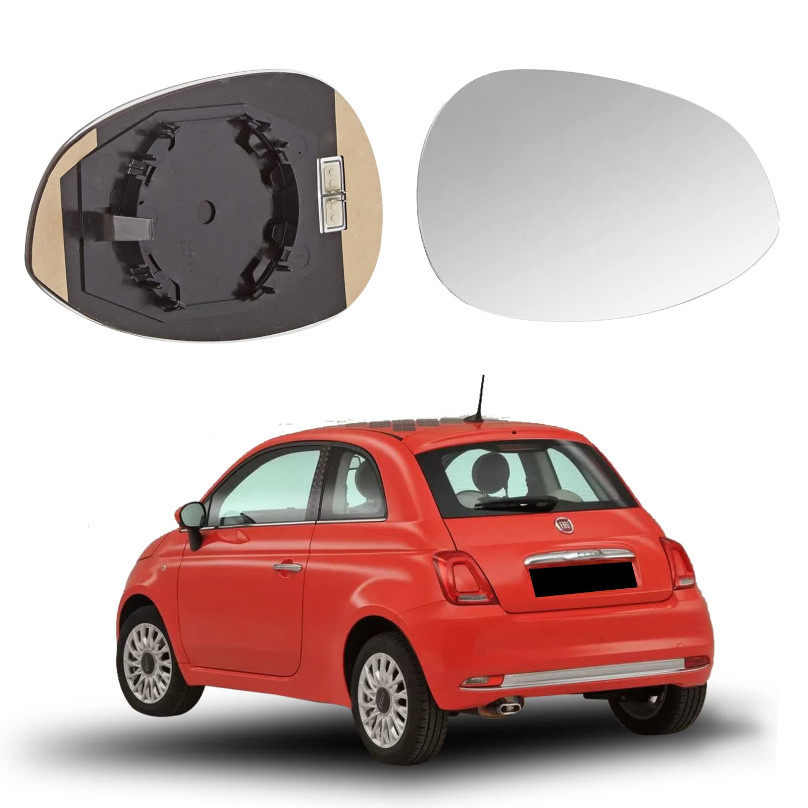 Spiegelglas Ersatz für Fiat 500 Hatchback/500 C, Außenspiegel Glas Asphärisch Ersatz für Fiat Punto GRANDE PUNTO/EVO, Verstellbar Geeignet Umkehrlinse Rückfahrglas Auto Spiegel (Links) von JinsenTGG