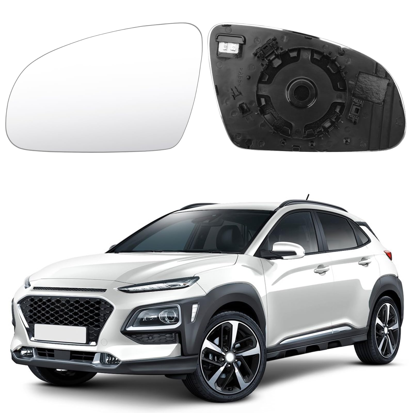 Spiegelglas Ersatz für Hyundai Kona 2017-2023, Außenspiegel Glas Asphärisch Verstellbar Umkehrlinse Rückfahrglas Geeignet, Umkehrlinse Rückfahrglas Spiegel (Links) von JinsenTGG