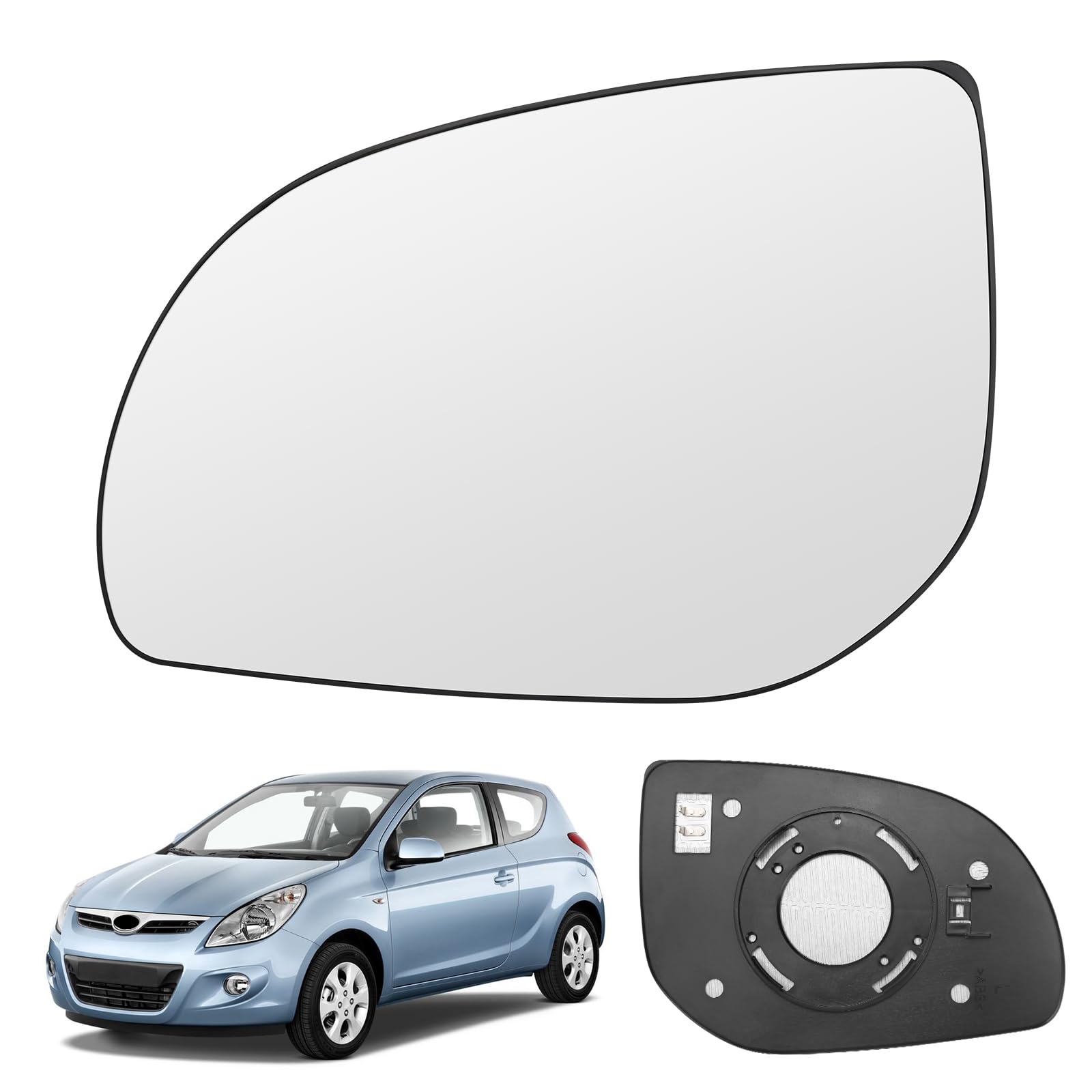 Spiegelglas Ersatz für Hyundai i20 2008-2014, Außenspiegel Glas Asphärisch Verstellbar Umkehrlinse Rückfahrglas Geeignet, Umkehrlinse Rückfahrglas Spiegel (Links) von JinsenTGG