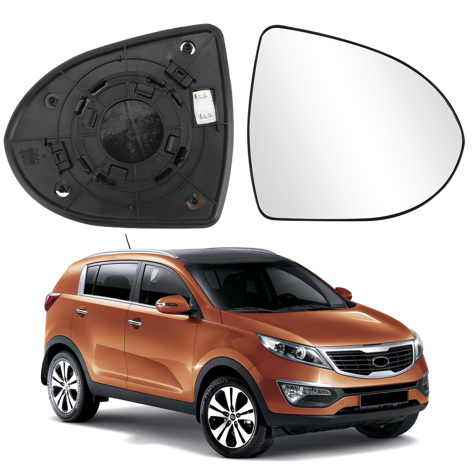 Spiegelglas Ersatz für KIA Sportage 2010-2015, Außenspiegel Glas Asphärisch Verstellbar Geeignet, Umkehrlinse Rückfahrglas Spiegel (Rechts) von JinsenTGG