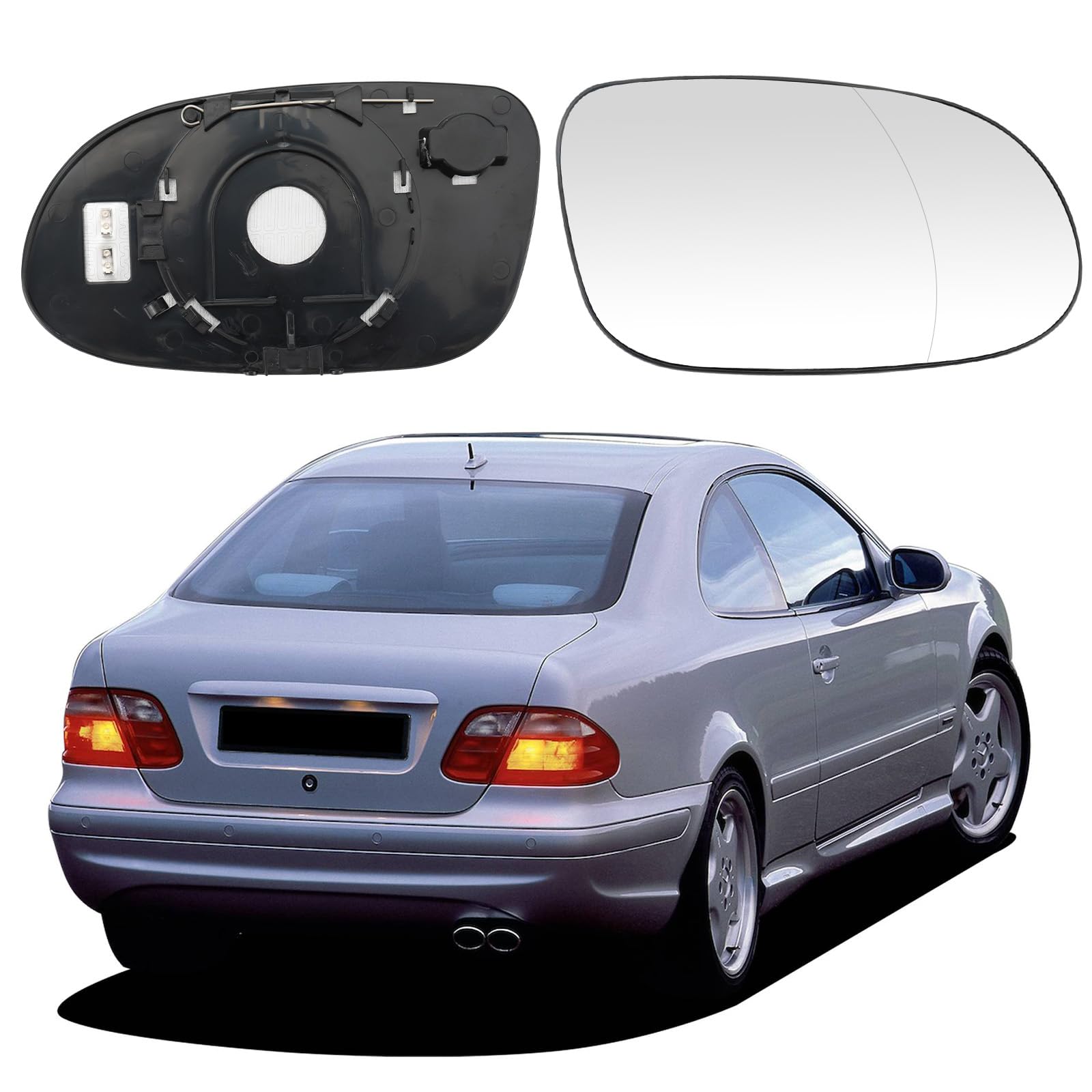 Spiegelglas Ersatz für Mercedes-Benz A-Class W168 1997-2004/CLK-Class C208/SLK-Class R170/SL-Class R129, Außenspiegel Glas Asphärisch Verstellbar Geeignet, Umkehrlinse Rückfahrglas Spiegel (Rechts) von JinsenTGG