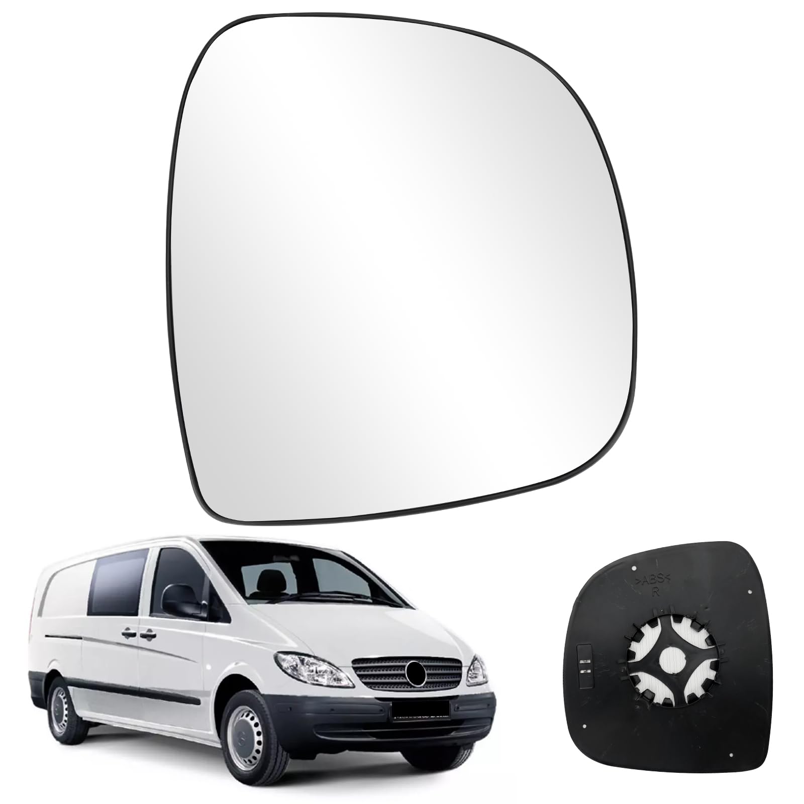 Spiegelglas Ersatz für Mercedes-Benz Vito W639 2003-2010, Außenspiegel Glas Asphärisch Verstellbar Geeignet, Umkehrlinse Rückfahrglas Spiegel (für W639-Rechts) von JinsenTGG