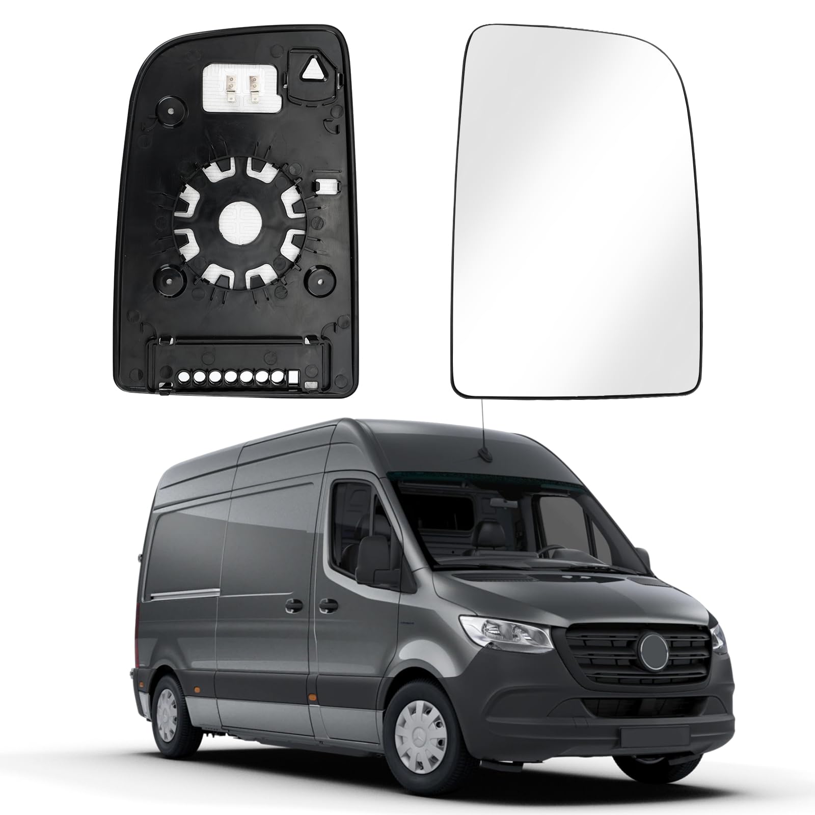 Spiegelglas Ersatz für Mercedes Sprinter 2006-2018, Außenspiegel Glas Asphärisch Verstellbar Geeignet, Umkehrlinse Rückfahrglas Spiegel (Rechts) von JinsenTGG