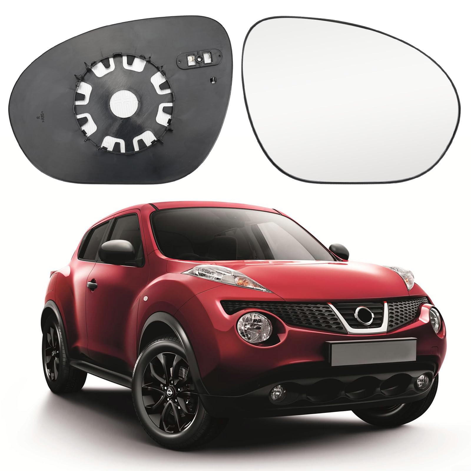 Spiegelglas Ersatz für Nissan Juke 2010-2014, Außenspiegel Glas Asphärisch Verstellbar Geeignet, Umkehrlinse Rückfahrglas Spiegel (Rechts) von JinsenTGG