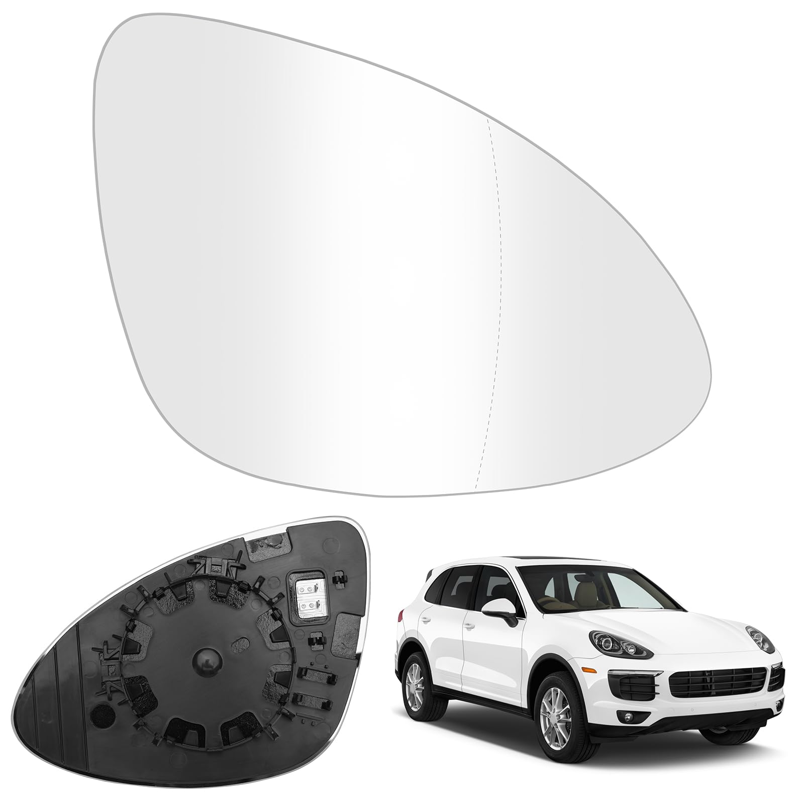 Spiegelglas Ersatz für Porsche Cayenne 2011-2018, Außenspiegel Glas Asphärisch Verstellbar Geeignet, Umkehrlinse Rückfahrglas Spiegel (Rechts) von JinsenTGG