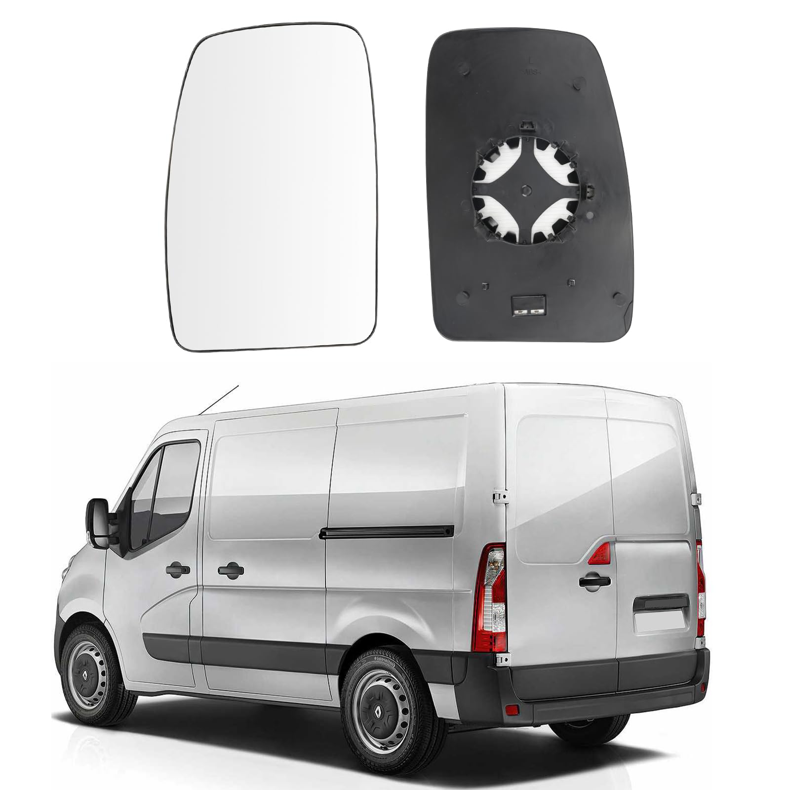 Spiegelglas Ersatz für Renault Master 2010-2021, Ersatz für Opel Movano 2010-2023, Außenspiegel Glas Asphärisch Ersatz für Nissan NV400, Verstellbar Geeignet Umkehrlinse Rückfahrglas (Links) von JinsenTGG