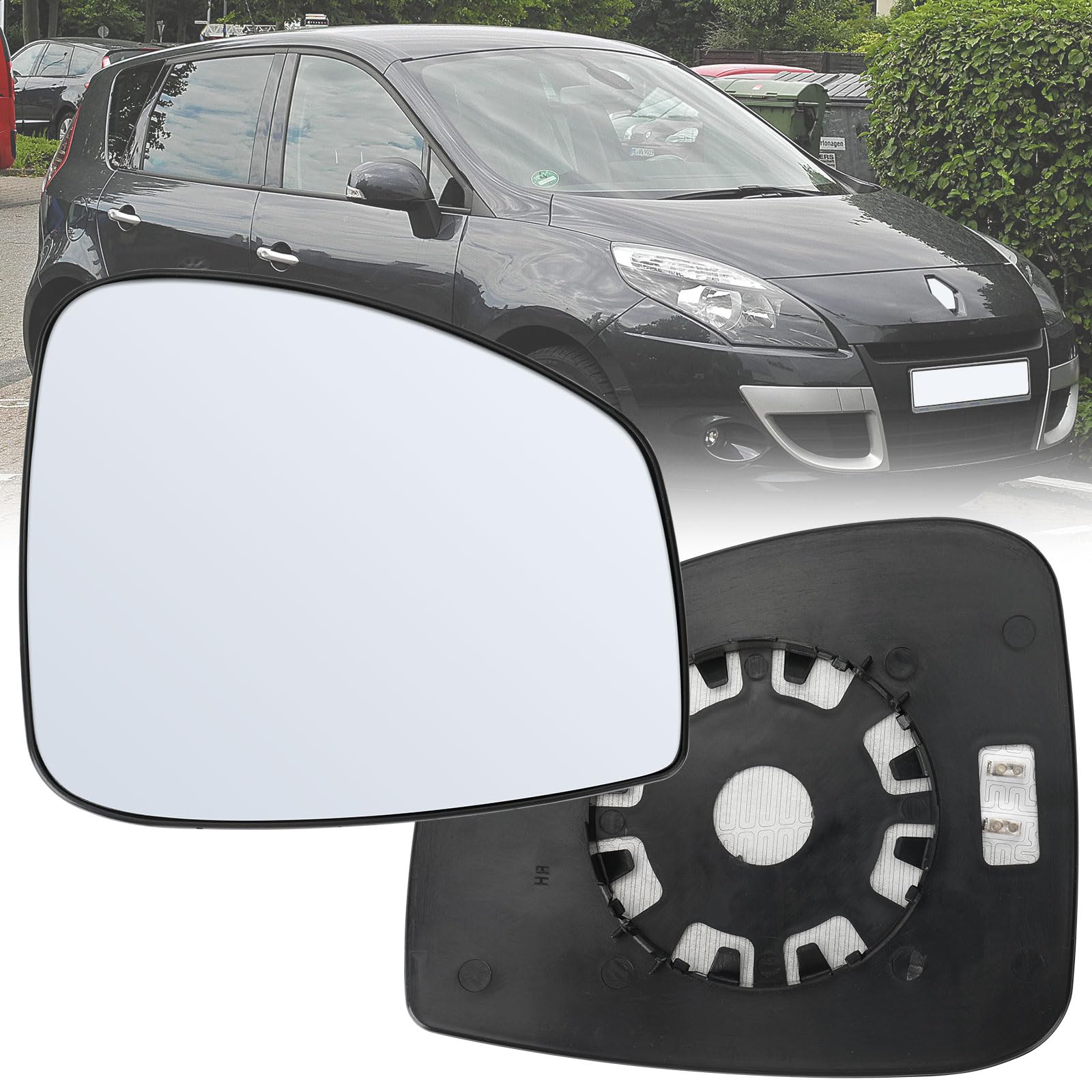 Spiegelglas Ersatz für Renault scenic MK3 2009-2015, Außenspiegel Glas Asphärisch, Außenspiegel Verstellbar Geeignet, Umkehrlinse Rückfahrglas Spiegel (Rechts) von JinsenTGG