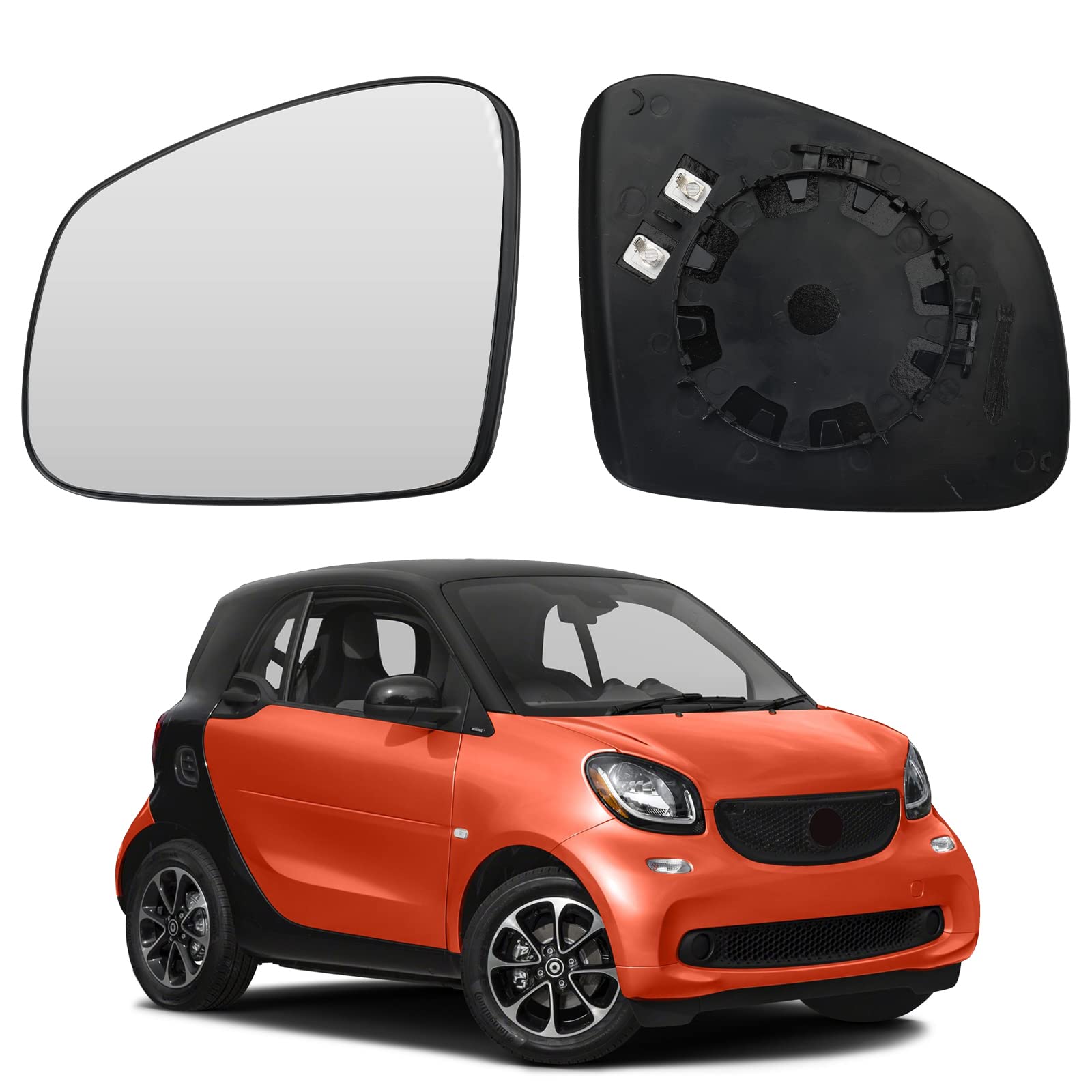 Spiegelglas Ersatz für Smart Fortwo W453 2014-2020, Außenspiegel Glas Asphärisch Verstellbar Geeignet, Umkehrlinse Rückfahrglas Spiegel (Links) von JinsenTGG