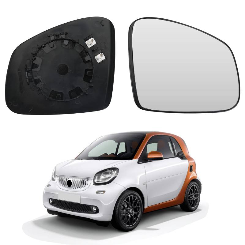 Spiegelglas Ersatz für Smart Fortwo W453 2014-2020, Außenspiegel Glas Asphärisch Verstellbar Geeignet, Umkehrlinse Rückfahrglas Spiegel (Rechts) von JinsenTGG