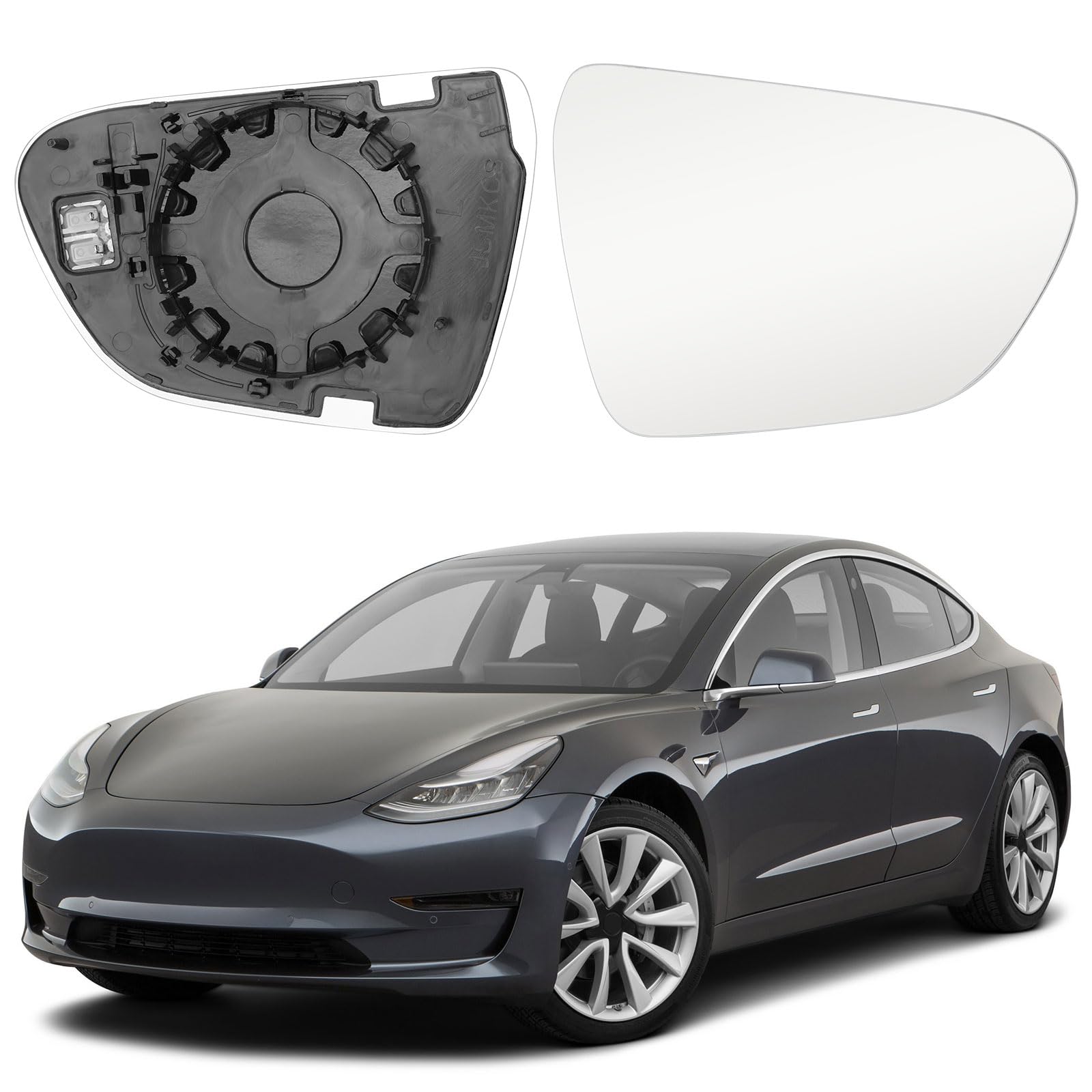 Spiegelglas Ersatz für Tesla Model 3 2017-2023, Außenspiegel Glas Asphärisch Verstellbar Geeignet, Umkehrlinse Rückfahrglas Spiegel (Rechts) von JinsenTGG