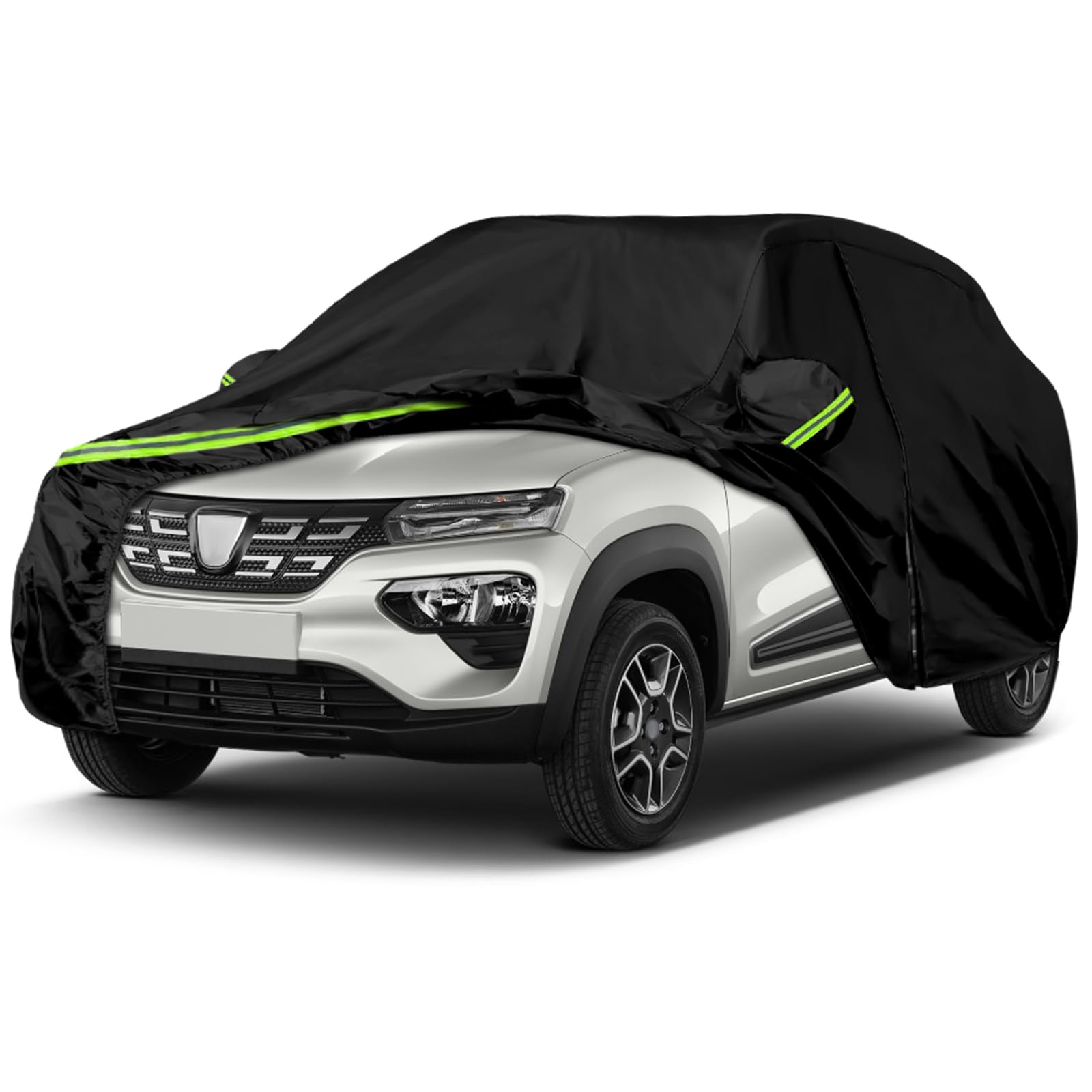 Vollgarage Autoabdeckung Ersatz für Dacia Spring 2021-2024, Auto Abdeckplane Autogarage Autoplane Ganzgarage, Atmungsaktive Vollgarage Wasserdicht Reflexionsstreifen von JinsenTGG