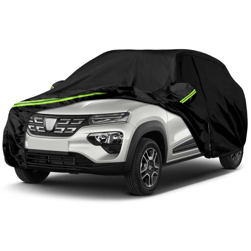 Vollgarage Autoabdeckung Ersatz für Dacia Spring 2021-2024, Auto Abdeckplane Autogarage Autoplane Ganzgarage, Atmungsaktive Vollgarage Wasserdicht Reflexionsstreifen von JinsenTGG