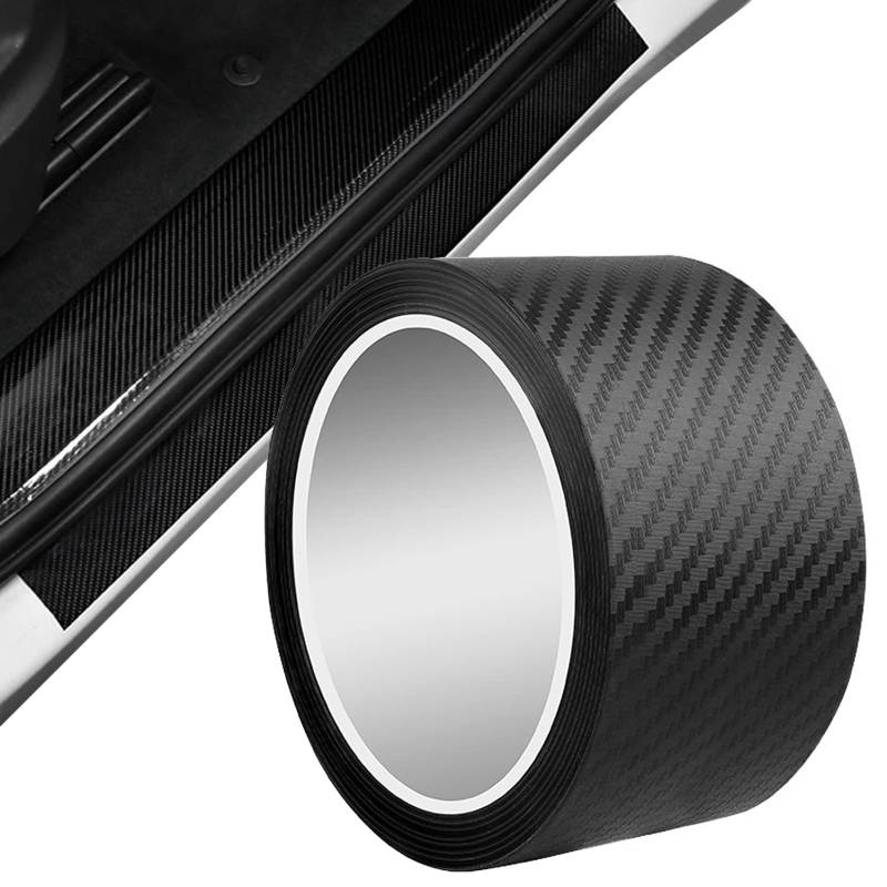 Carbon Folie Einstiegsleisten Schutz 5cm*3m Autofolie Matt Schwarz Kohlefaser Aufkleber, Selbstklebend Schutzfolie Lackschutzfolie Passend für die Meisten Autos von Jinsion