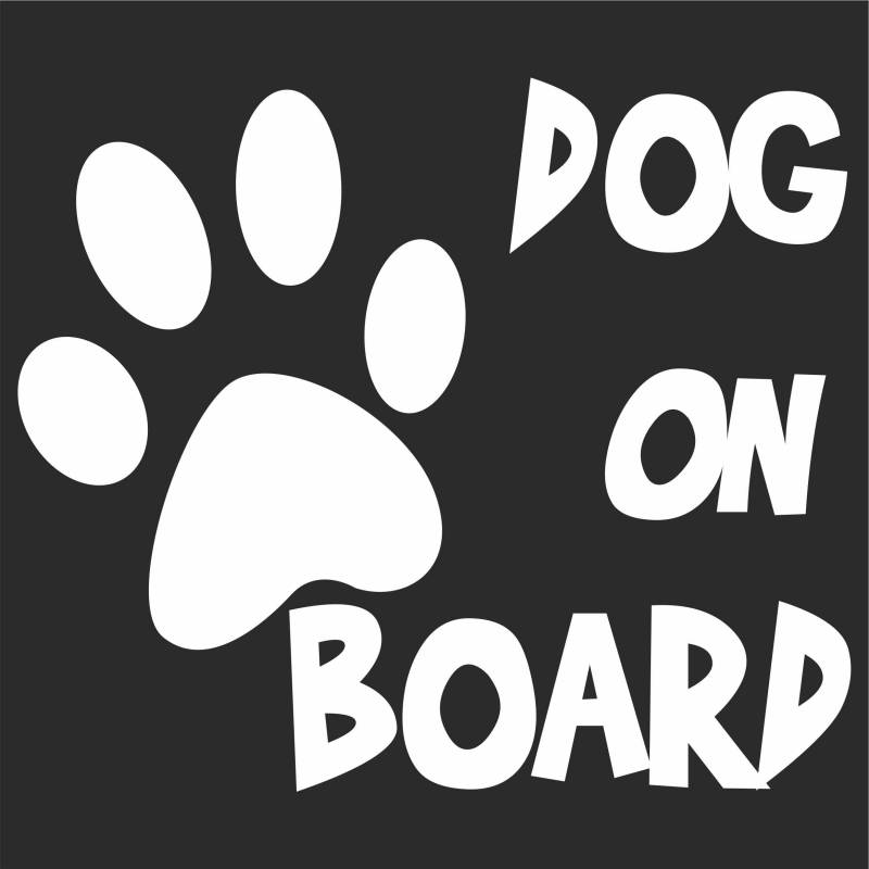Jintora - Autoaufkleber Tuning - Auto Aufkleber - Dog on Board - 115x99 mm - Auto Sticker Bus Fenster Heckscheibe Camper wetterfest Outdoor Sticker Auto Deko LKW Tuning Selbstklebend - weiß von Jintora