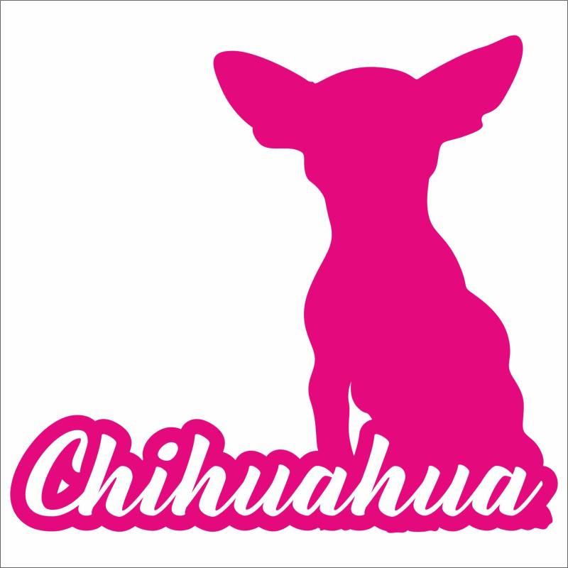Jintora - Autoaufkleber Tuning - Auto Aufkleber - Chihuahua mit Name Techichi - 108x99 mm -Auto Sticker Bus Fenster Heckscheibe Camper wetterfest Outdoor Sticker Auto Deko LKW Tuning - pink von Jintora