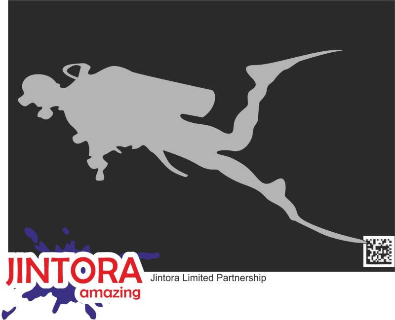 Jintora - Autoaufkleber Tuning - Auto Aufkleber - Taucher Silhouette - 178x99 mm - Auto Sticker Bus Fenster Heckscheibe Camper wetterfest Outdoor Sticker Auto Deko LKW Tuning Selbstklebend - grau von Jintora