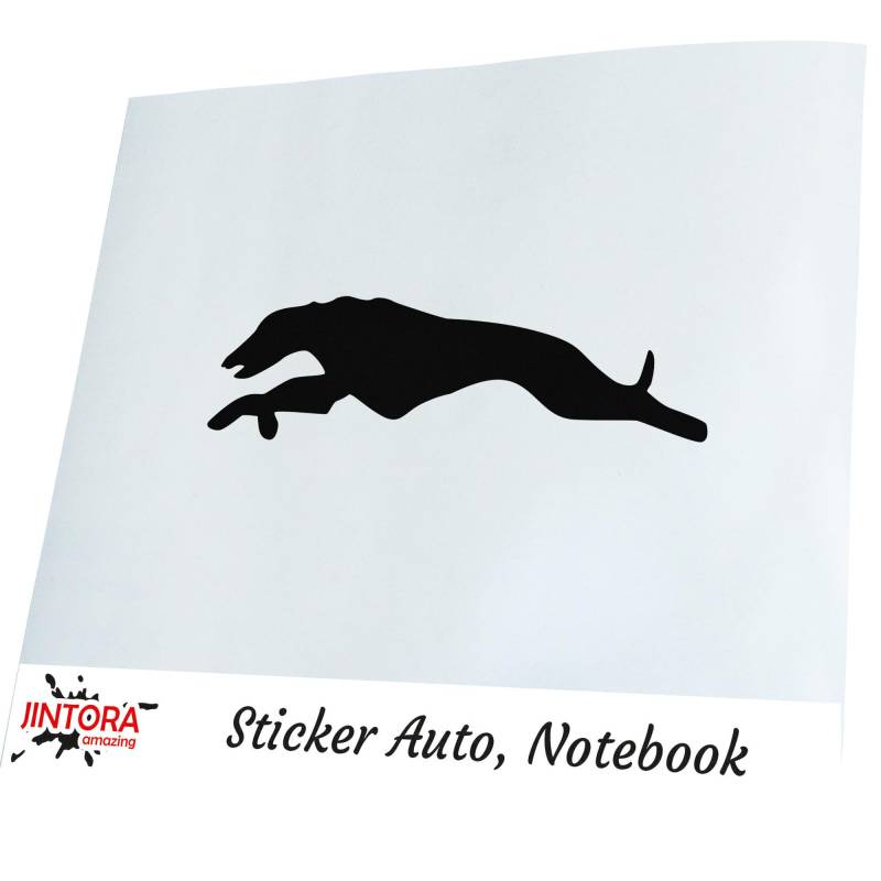 JINTORA - Autoaufkleber Tuning - Greyhound Run - 149x40mm - Auto Aufkleber - Bus - Fenster - Heckscheibe - Camper - wetterfest - Outdoor Sticker - Auto Deko - LKW - Tuning Selbstklebend - schwarz von JINTORA