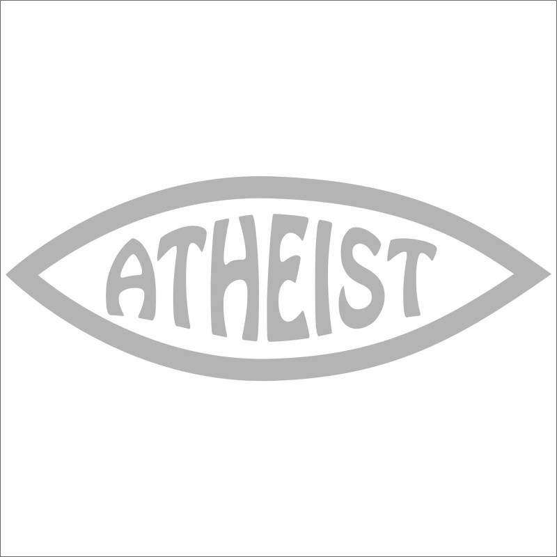Jintora - Autoaufkleber Tuning - Auto Aufkleber - Atheist Fisch - 210x78 mm - Auto Sticker Bus Fenster Heckscheibe Camper wetterfest Outdoor Sticker Auto Deko LKW Tuning Selbstklebend - Silber von Jintora