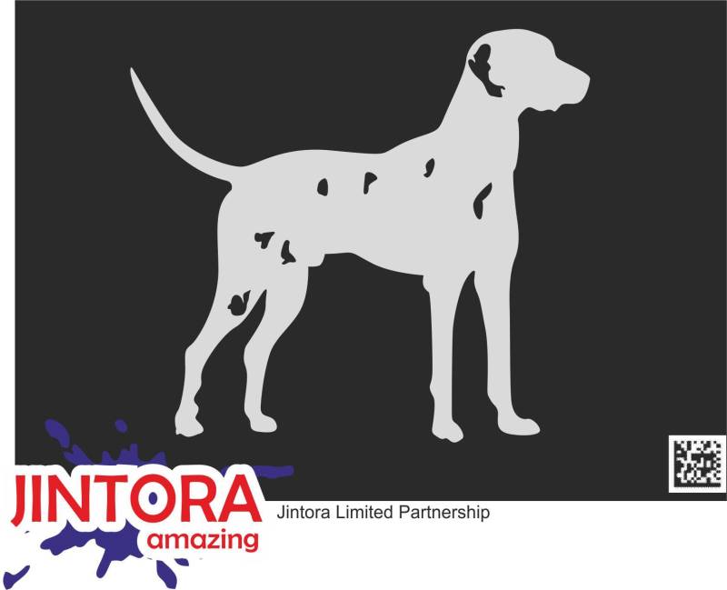 Jintora - Autoaufkleber Tuning - Auto Aufkleber - Dalmatiner Hund - 110x99 mm - Auto Sticker Bus Fenster Heckscheibe Camper wetterfest Outdoor Sticker Auto Deko LKW Tuning Selbstklebend - Silber von Jintora