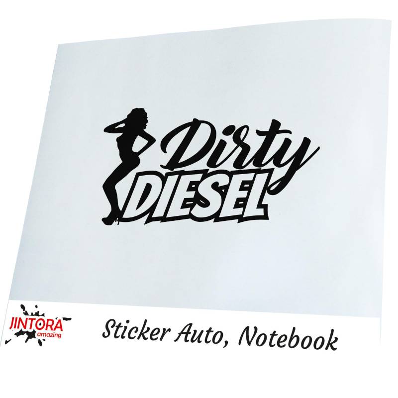 Jintora - Autoaufkleber Tuning - Auto Aufkleber - Dirty Diesel - 210x99 mm - Auto Sticker Bus Fenster Heckscheibe Camper wetterfest Outdoor Sticker Auto Deko LKW Tuning Selbstklebend - schwarz von Jintora
