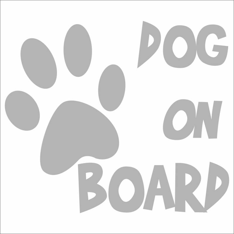 Jintora - Autoaufkleber Tuning - Auto Aufkleber - Dog on Board - 115x99 mm - Auto Sticker Bus Fenster Heckscheibe Camper wetterfest Outdoor Sticker Auto Deko LKW Tuning Selbstklebend - Silber von Jintora