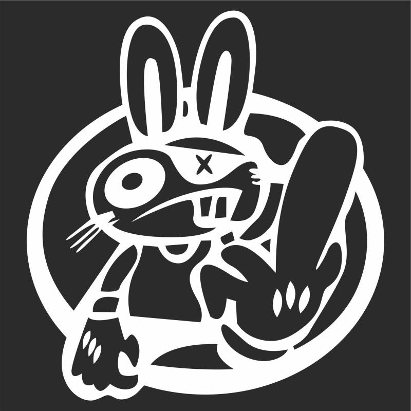 Jintora - Autoaufkleber Tuning - Auto Aufkleber - Drift Rabbit - 108x99 mm - Auto Sticker Bus Fenster Heckscheibe Camper wetterfest Outdoor Sticker Auto Deko LKW Tuning Selbstklebend - weiß von Jintora