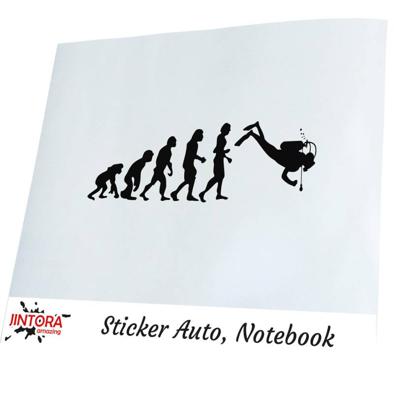 Jintora - Autoaufkleber Tuning - Auto Aufkleber - Evolution Taucher Schnorcheln - 210x66 mm - Auto Sticker Bus Fenster Heckscheibe Camper wetterfest Outdoor Sticker Auto Deko LKW Tuning - schwarz von Jintora