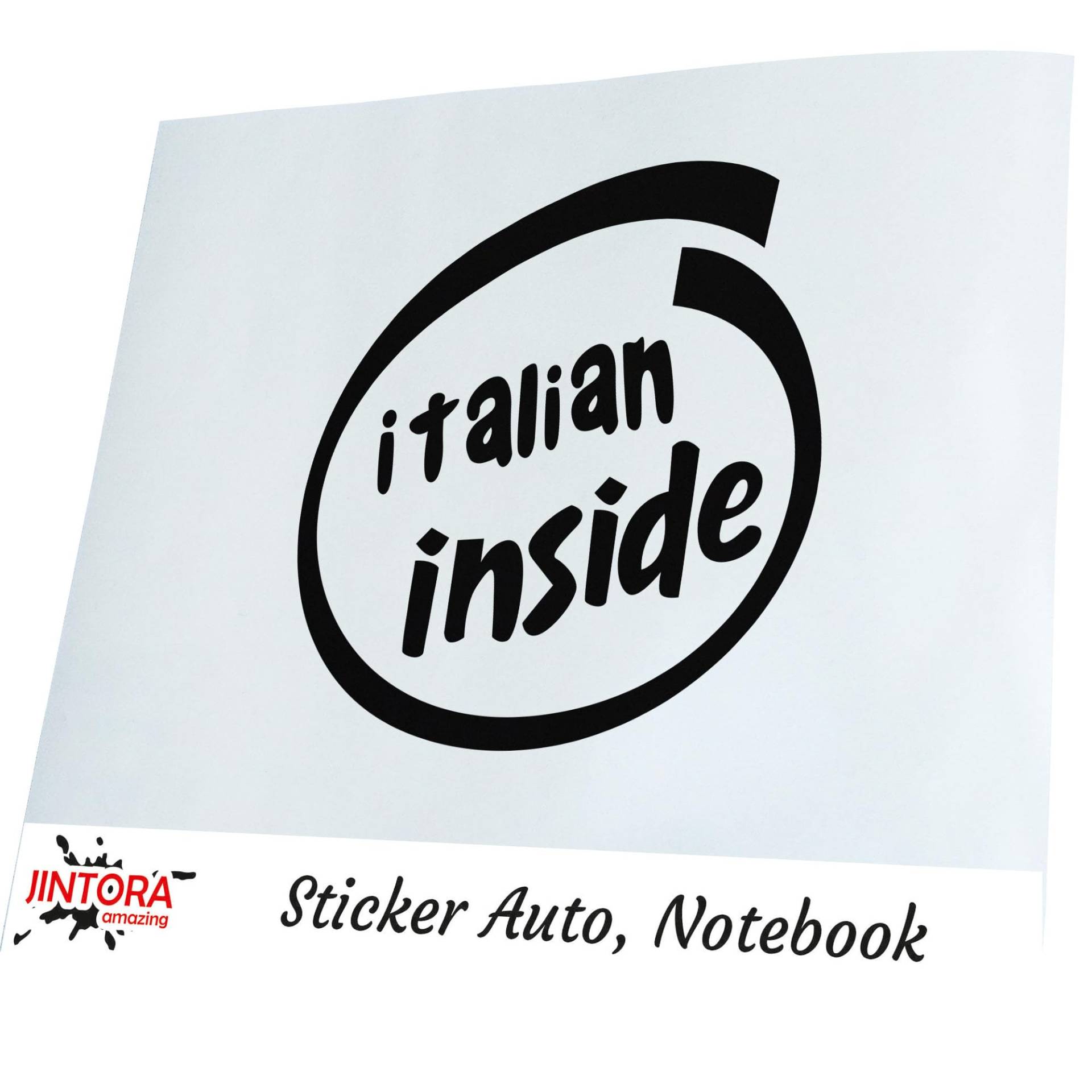 Jintora Aufkleber für Auto - Autoaufkleber - JDM - Die Cut - Italien Inside - 99x99 mm - JDM - Die Cut - Bus - Fenster - Heckscheibe - Laptop - LKW - Tuning - schwarz Jintora Aufkleber für Auto - Autoaufkleber - JDM - Die Cut - Italien Inside - 99x99 mm - JDM - Die Cut - Bus - Fenster - Heckscheibe - Laptop - LKW - Tuning - schwarz von Jintora