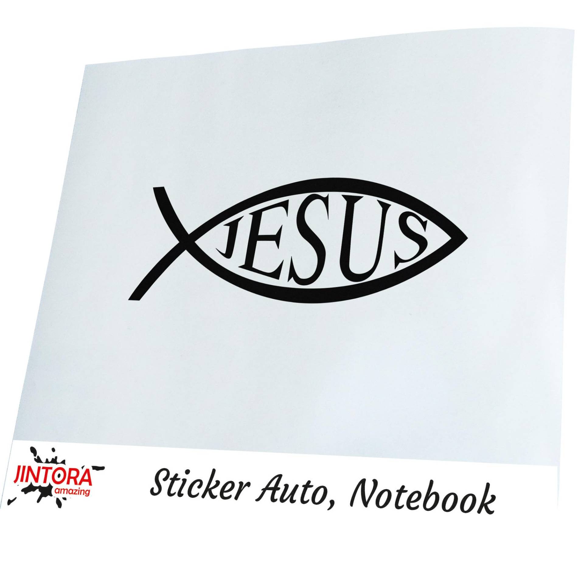 Jintora Aufkleber für Auto - Autoaufkleber - JDM - Die Cut - Jesus Fisch - 210x70 mm - JDM - Die Cut - Bus - Fenster - Heckscheibe - Laptop - LKW - Tuning - schwarz Jintora Aufkleber für Auto - Autoaufkleber - JDM - Die Cut - Jesus Fisch - 210x70 mm - JDM - Die Cut - Bus - Fenster - Heckscheibe - Laptop - LKW - Tuning - schwarz von Jintora