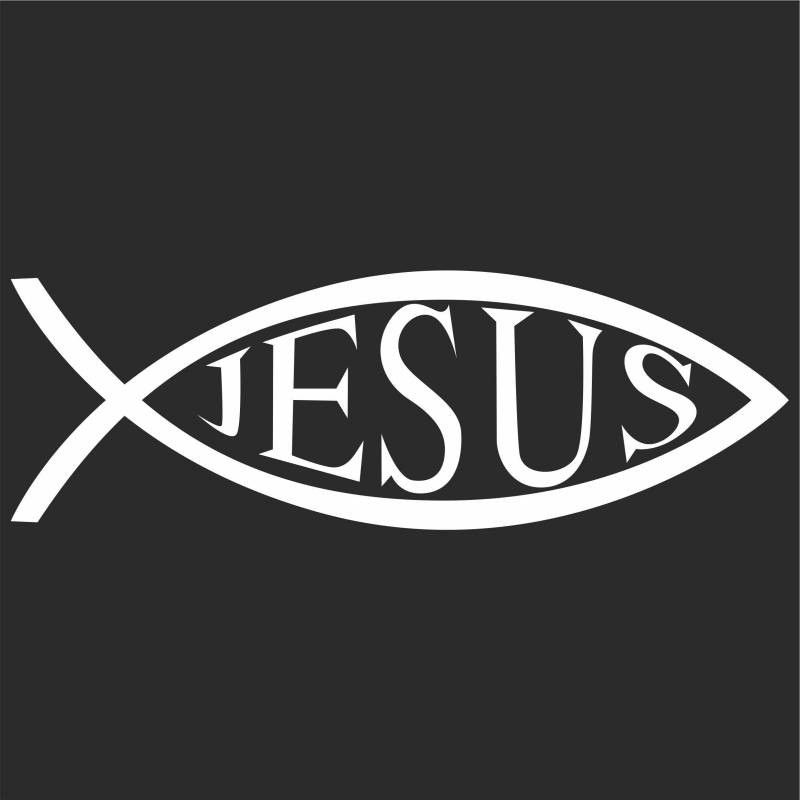 Jintora Aufkleber für Auto - Autoaufkleber - JDM - Die Cut - Jesus Fisch - 210x70 mm - JDM - Die Cut - Bus - Fenster - Heckscheibe - Laptop - LKW - Tuning - weiß von Jintora