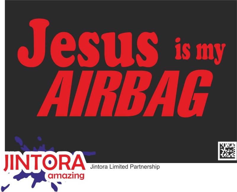 Jintora - Autoaufkleber Tuning - Auto Aufkleber - Jesus is My airbag - 207x99 mm - Auto Sticker Bus Fenster Heckscheibe Camper wetterfest Outdoor Sticker Auto Deko LKW Tuning Selbstklebend - rot von Jintora