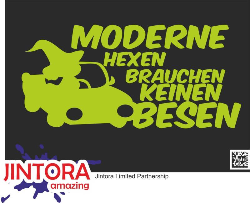 Jintora - Autoaufkleber Tuning - Auto Aufkleber - Moderne Hexen brauchen keinen Besen - 210x99 mm - Auto Sticker Bus Fenster Heckscheibe Camper wetterfest Outdoor Sticker Auto Deko - gelb grün von Jintora