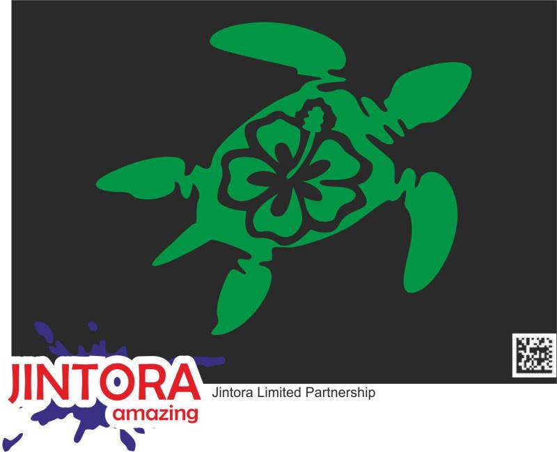 Jintora - Autoaufkleber Tuning - Auto Aufkleber - Schildkröte Hawaii - 118x99 mm - Auto Sticker Bus Fenster Heckscheibe Camper wetterfest Outdoor Sticker Auto Deko LKW Tuning Selbstklebend - grün von Jintora