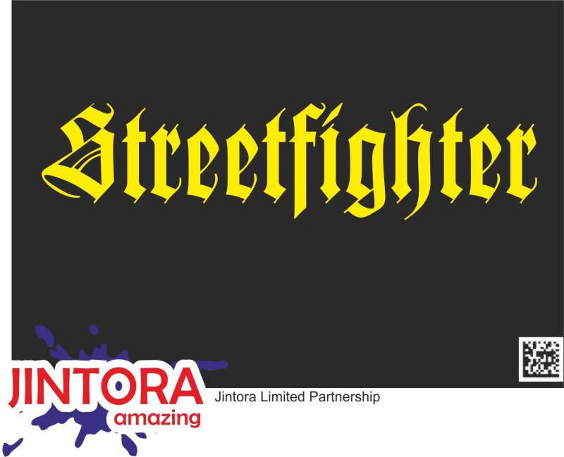 Jintora - Autoaufkleber Tuning - Auto Aufkleber - Streetfighter - 210x50 mm - Auto Sticker Bus Fenster Heckscheibe Camper wetterfest Outdoor Sticker Auto Deko LKW Tuning Selbstklebend - gelb von Jintora