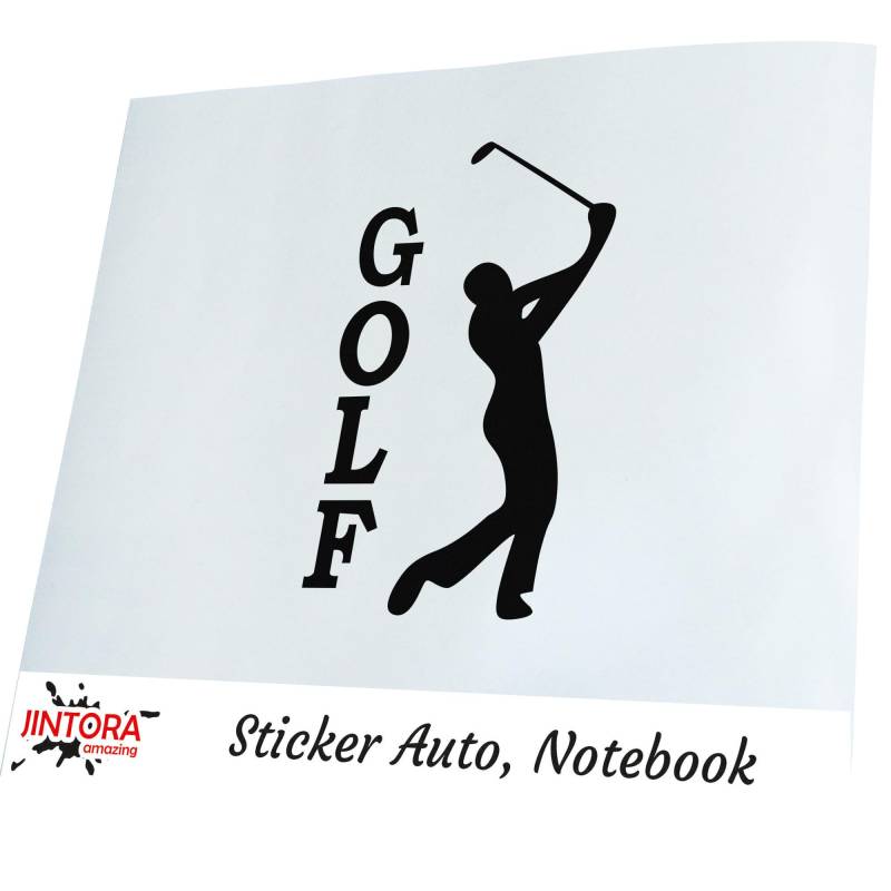 JINTORA - Autoaufkleber Tuning - Jouer au Golf - 88x139mm - Auto Aufkleber - Bus - Fenster - Heckscheibe - Camper - wetterfest - Outdoor Sticker - Auto Deko - LKW - Tuning Selbstklebend - schwarz von JINTORA