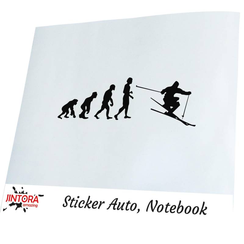 JINTORA - Autoaufkleber Tuning - Ski Alpin - 190x60mm - Auto Aufkleber - Bus - Fenster - Heckscheibe - Camper - wetterfest - Outdoor Sticker - Auto Deko - LKW - Tuning Selbstklebend - schwarz von JINTORA