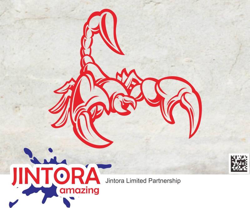 JINTORA - Autoaufkleber Tuning - Skorpion - 110x100mm - Auto Aufkleber - Bus - Fenster - Heckscheibe - Camper - wetterfest - Outdoor Sticker - Auto Deko - LKW - Tuning Selbstklebend - rot von JINTORA
