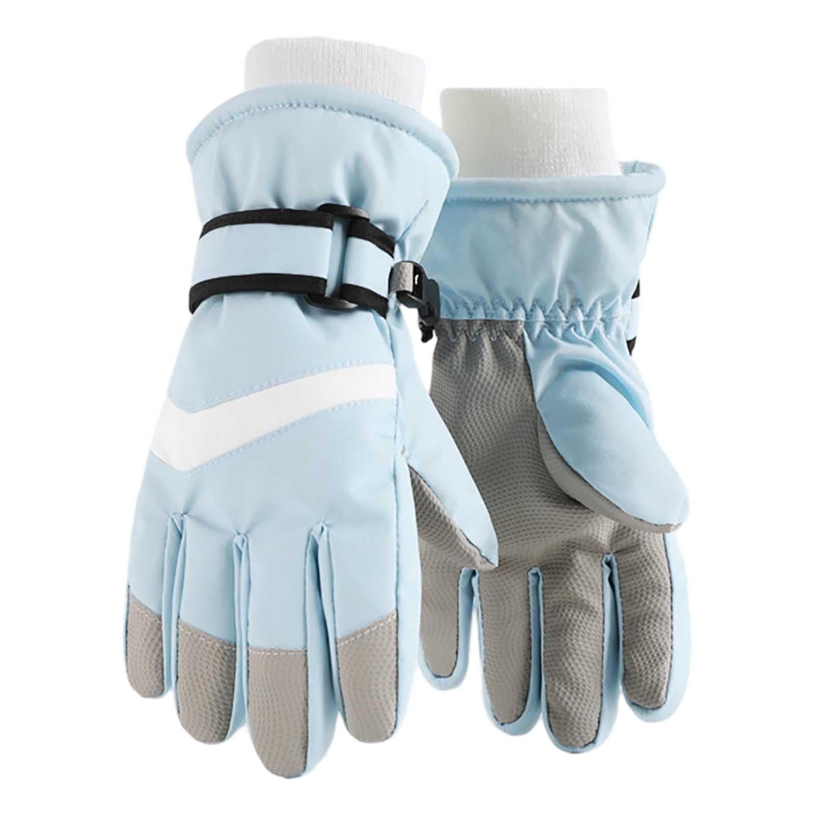Jipersuo Winterhandschuhe Kinder Dicker Samt Radfahren Skifahren Kalte Handschuhe Radfahren Kalte Wärme Handschuhe Jungen Handschuhe (Blau, M) von Jipersuo