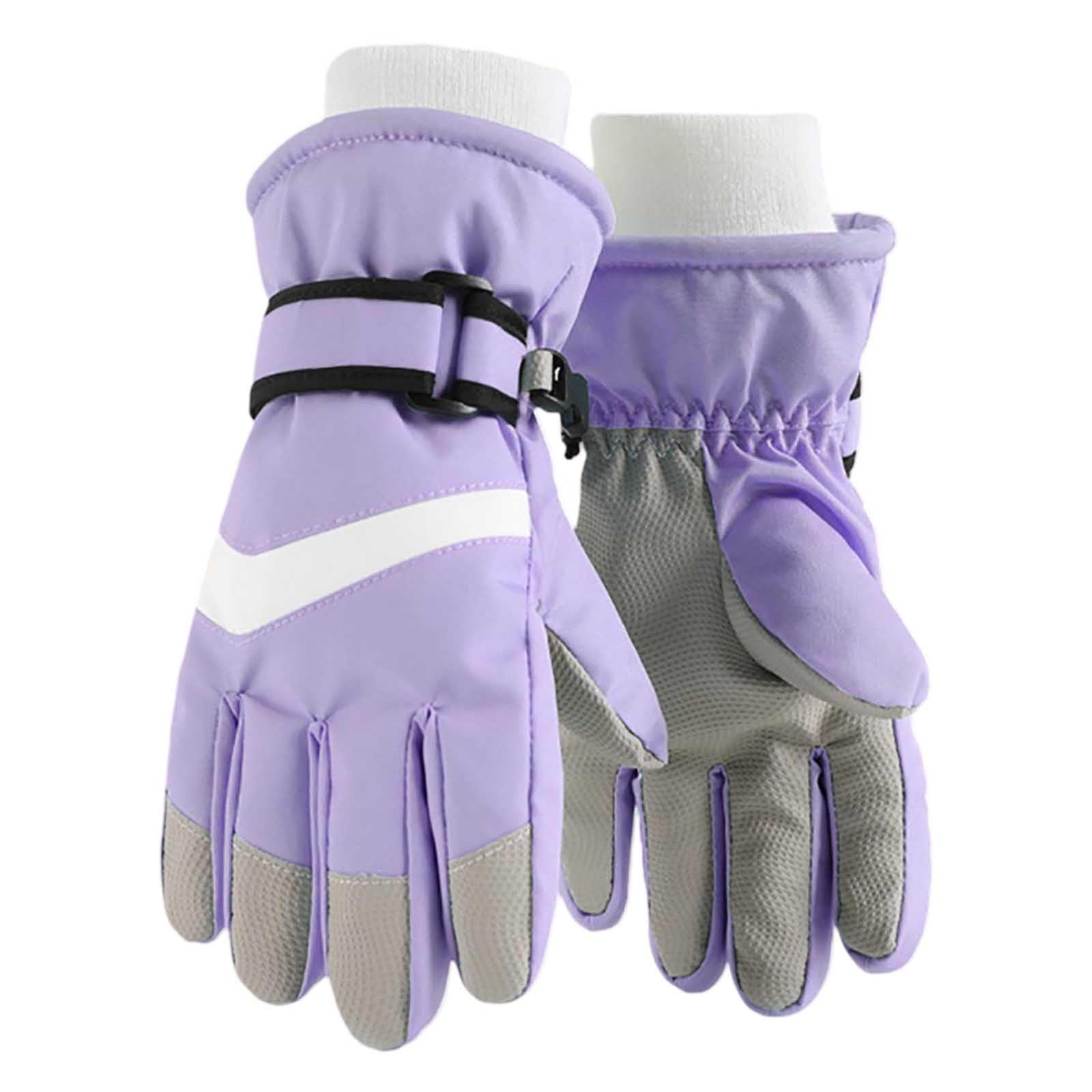 Jipersuo Winterhandschuhe Kinder Dicker Samt Radfahren Skifahren Kalte Handschuhe Radfahren Kalte Wärme Handschuhe Jungen Handschuhe (Lila, L) von Jipersuo