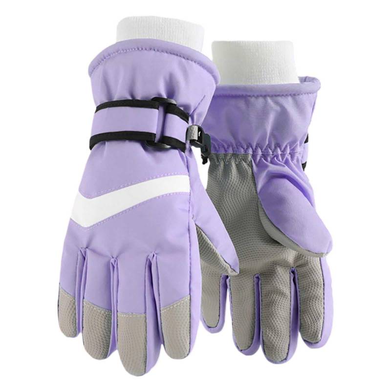 Jipersuo Winterhandschuhe Kinder Dicker Samt Radfahren Skifahren Kalte Handschuhe Radfahren Kalte Wärme Handschuhe Jungen Handschuhe (Lila, S) von Jipersuo