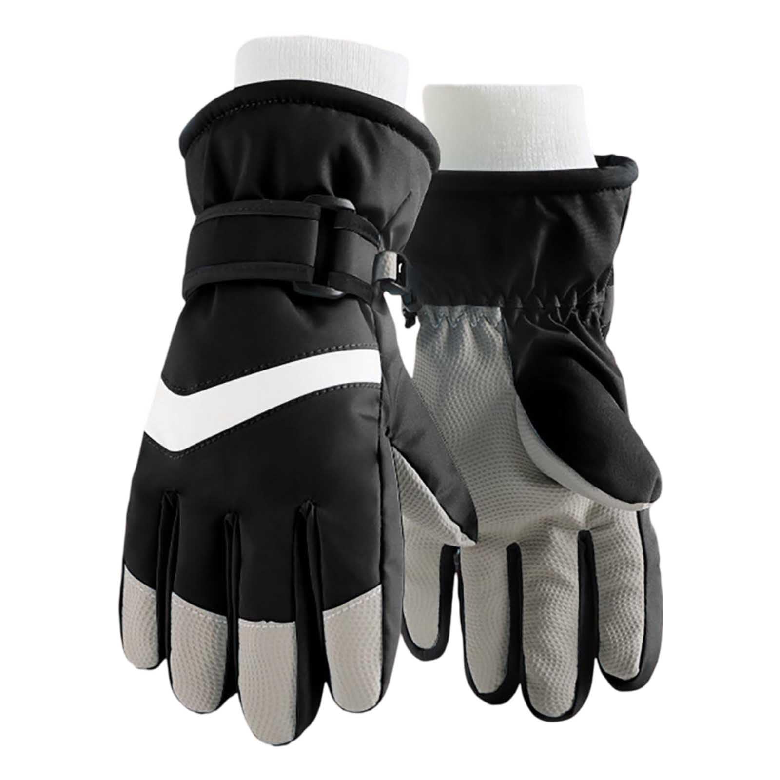 Jipersuo Winterhandschuhe Kinder Dicker Samt Radfahren Skifahren Kalte Handschuhe Radfahren Kalte Wärme Handschuhe Jungen Handschuhe (Schwarz, S) von Jipersuo