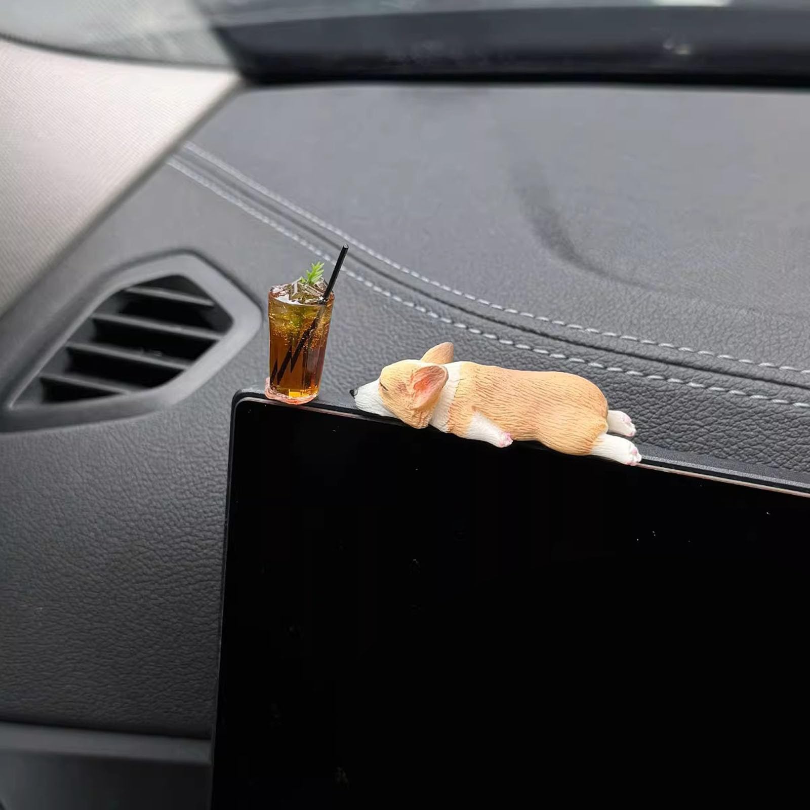 Niedliches Auto-Zubehör, Hunde-Auto-Rückansicht-Zubehör, geeignet für Frauen und Mädchen, Heim-/Gartendekoration, Schreibtisch-Gadgets (A, 5,5 x 2 cm) von Jipersuo