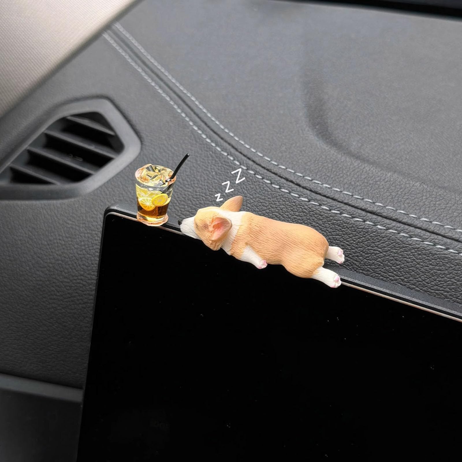 Niedliches Auto-Zubehör, Hunde-Auto-Rückansicht-Zubehör, geeignet für Frauen und Mädchen, Zuhause, Garten, Dekoration, Schreibtisch-Gadgets (C, 5,5 x 2 cm) von Jipersuo