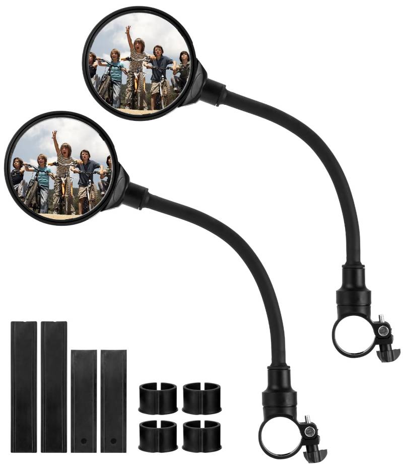 Jissta Fahrradspiegel, 2 Stück, 360° Einstellbar und Drehbar, für 22-32mm Lenker, für Fahrrad, Mountainbikes, Rennräder von Jissta