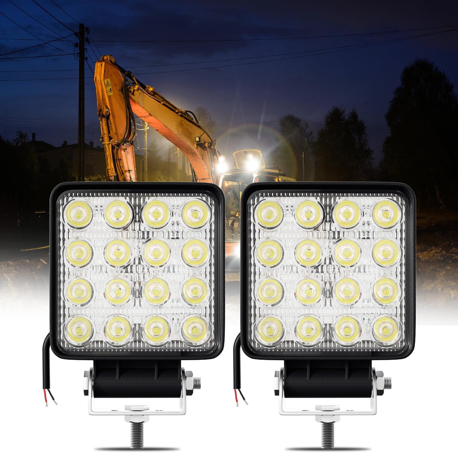 Jiubiaz LED Arbeitsscheinwerfer 2 X 48W Scheinwerfer Auto Zusatzscheinwerfer Offroad Flutlicht Spotlight 6000K Wasserdicht IP67 Rückfahrscheinwerfer Jiubiaz LED Arbeitsscheinwerfer 2 X 48W Scheinwerfer Auto Zusatzscheinwerfer Offroad Flutlicht Spotlight 6000K Wasserdicht IP67 Rückfahrscheinwerfer von Jiubiaz