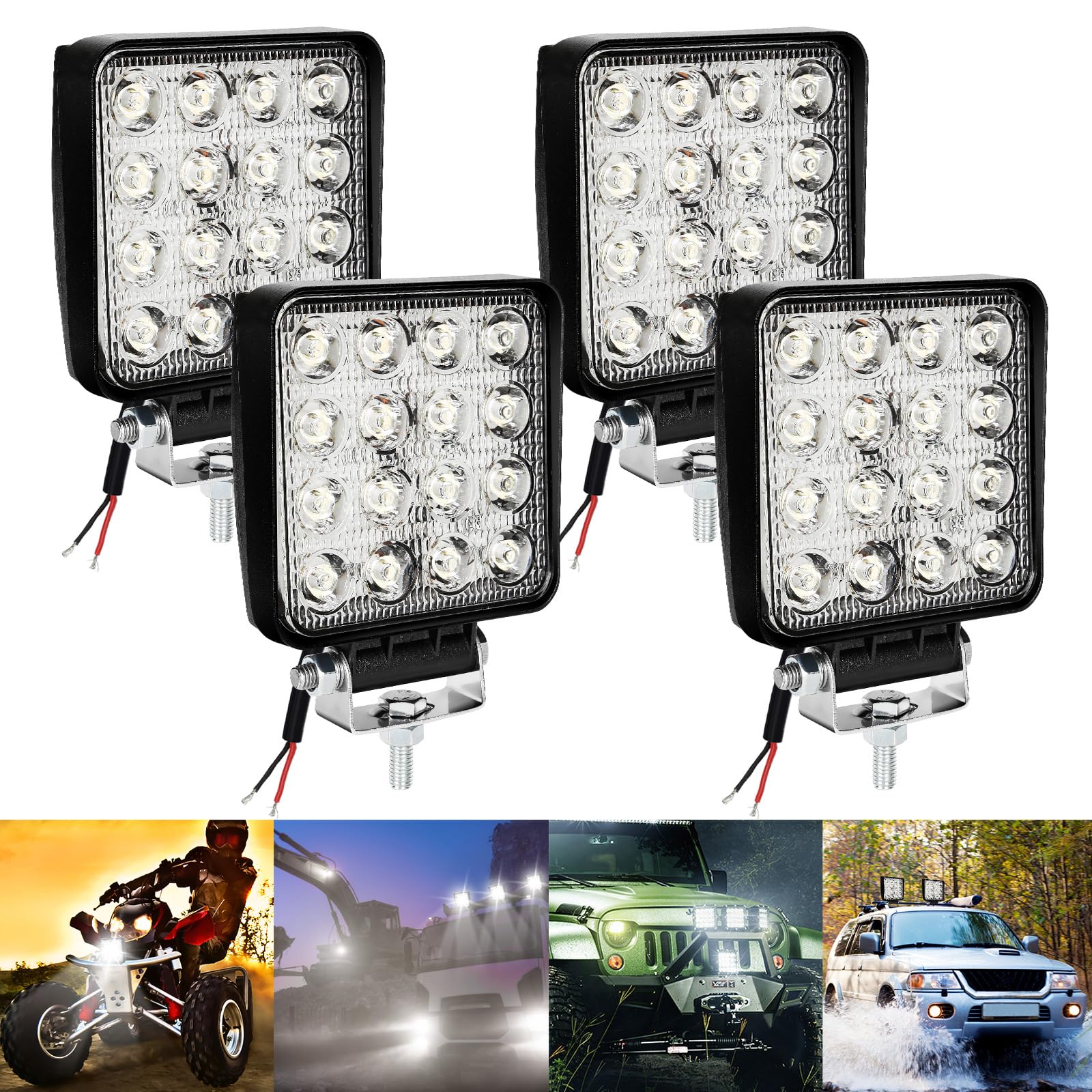 Jiubiaz LED Arbeitsscheinwerfer 4 X 48W Scheinwerfer 4320LM Auto Zusatzscheinwerfer Offroad Flutlicht Spotlight 6000K Wasserdicht IP67 Rückfahrscheinwerfer Jiubiaz LED Arbeitsscheinwerfer 4 X 48W Scheinwerfer 4320LM Auto Zusatzscheinwerfer Offroad Flutlicht Spotlight 6000K Wasserdicht IP67 Rückfahrscheinwerfer von Jiubiaz