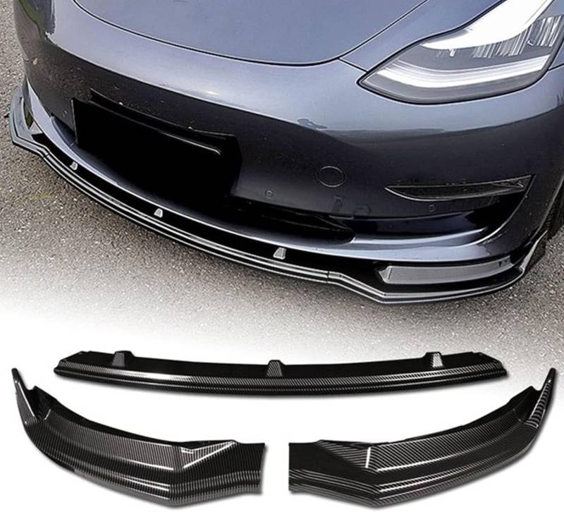 Frontschürze Spoiler Splitter Lip Body Kollision Vordere Schaufel Modifikation Kit,für Tesla Model 3 2017-2023.,B-Carbon Fiber von JjAaYy