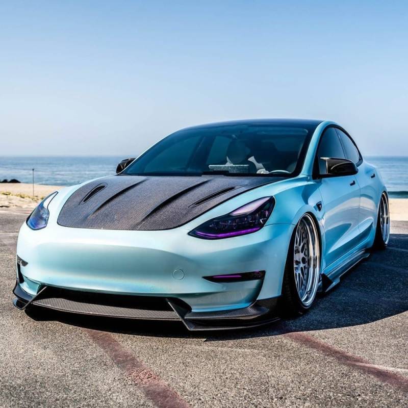 Frontschürze Spoiler Splitter Lip Body Kollision Vordere Schaufel Modifikation Kit,für Tesla Modell 3 2017 2018 2019 2020 2021 2022 2023.,B-Carbon Look von JjAaYy