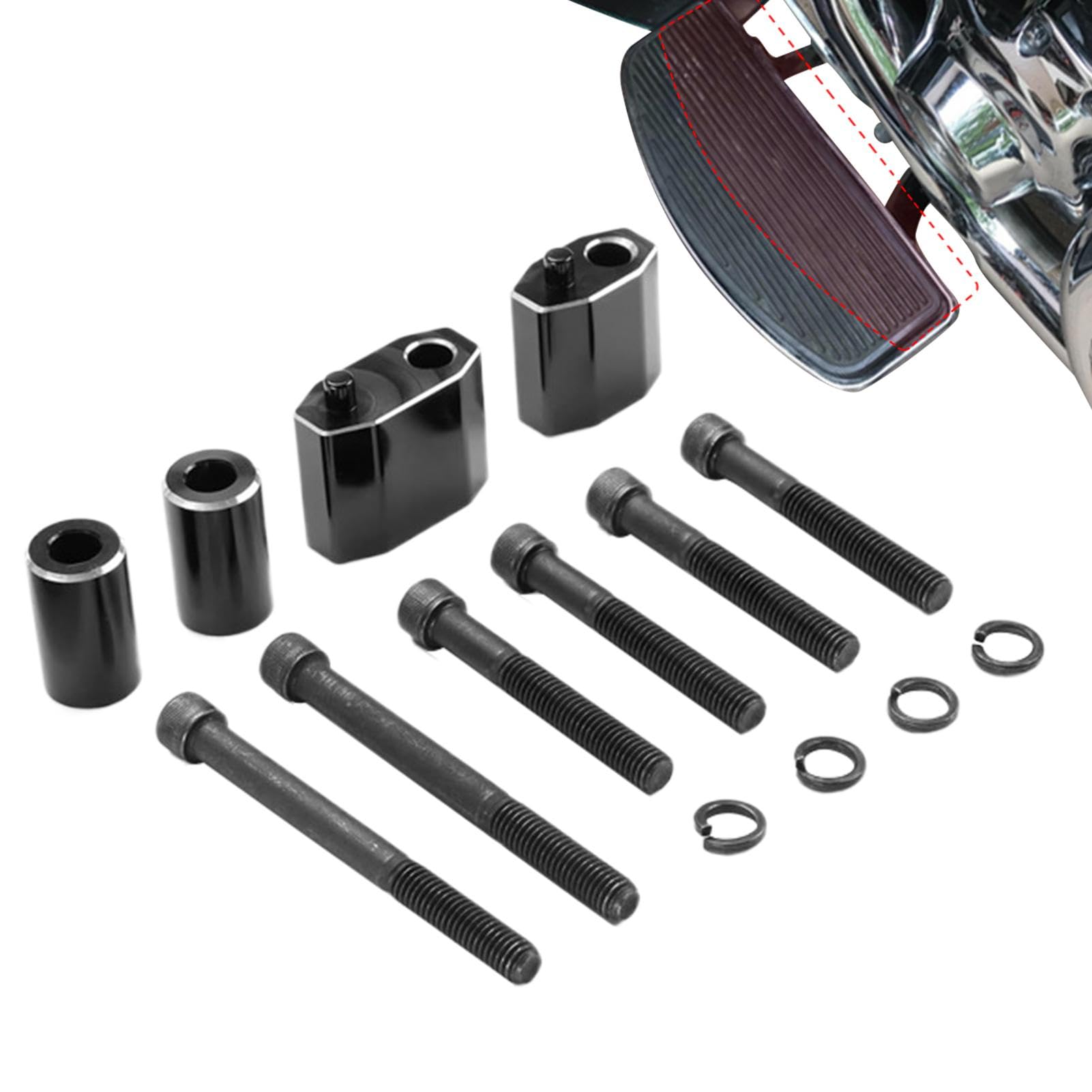 Jlkegfdf Driver Floorboard Extension Kit | 1/1.5 Inch Outward Spacer Driver Floorboard Extension Kit,Upgraded Rustproof Pedal Extension Footrest Spacer Extender for Touring Motorbikes von Jlkegfdf