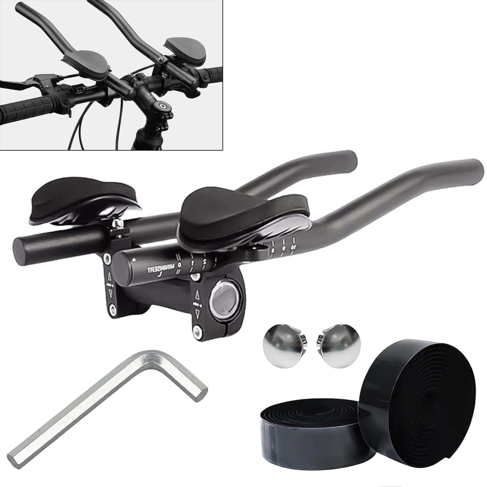 Triathlon Fahrradlenker Schwarz, TT-Lenker, Lenker Aero Bars, Aluminiumlegierung, Lenkeraufsatz Triathlon Lenker Verstellbare Fahrradstütze Lenker für Rennräder Mountainbike Triathlon Fahrradlenker Schwarz, TT-Lenker, Lenker Aero Bars, Aluminiumlegierung, Lenkeraufsatz Triathlon Lenker Verstellbare Fahrradstütze Lenker für Rennräder Mountainbike von Jlnmmn